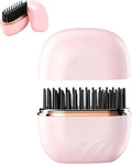 Mini Straightener Brush – Portable Hair Straightener Brush Fast Heating Mini Hair Straightener with 3-Speed Temperature Control &amp Anti-Scald Shell Compact Travel Hair Styling Comb (Pink)