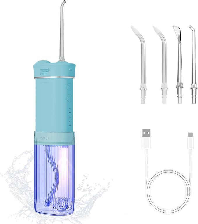 Portable Eco-Friendly Water Flosser 225ML Long-Lasting Endurance Travel Oral Irrigator for Gum Care/Implants/Braces (Green)