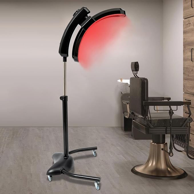 Vertical Hairdressing Heater Adjustable Temp Time Standing Hair Dryer Hair Color Processor Heating Stand with Wheels Vertical Cold Iron Hair Dryer Adjustable Angle(45° 90° 180°)