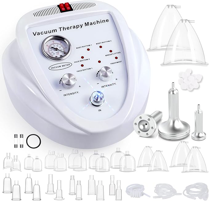 TwoWin Multifunctional Vacuum Therapy Machine Cupping Therapy Sets Cupping Scraping Body Shape Massager Adjustable Suction and 6 Modes with 30 Cups and 3 Pumps