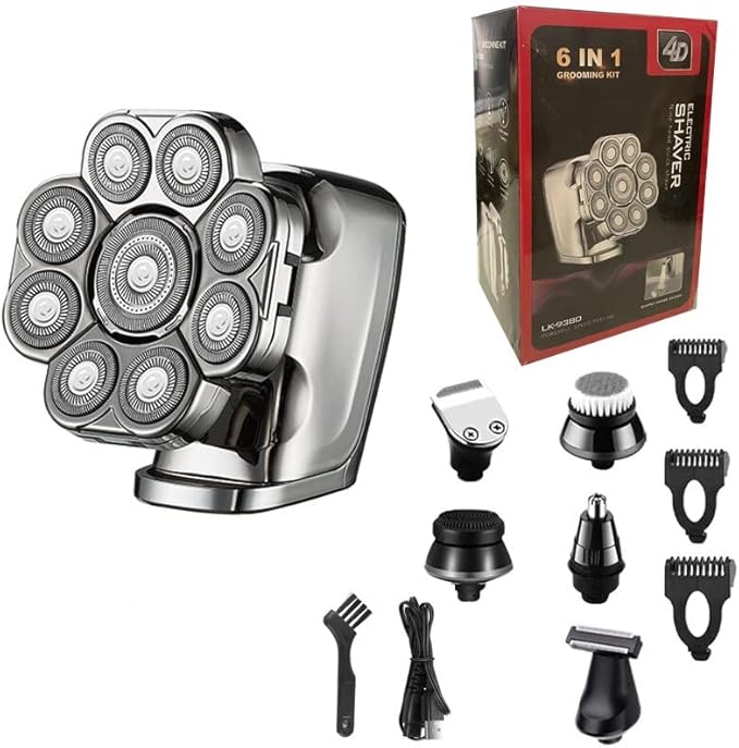 Head Shavers for Bald Men Grooming kit 6in1 Head Electric Shaver for Men Beard Hair Trimmer Facial Razor Body Bald Shaving Machine Wet Dry Rechargeable (Color : 6 in 1)