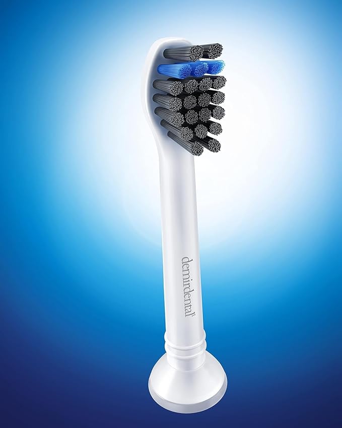 demirdental Active Charcoal Mini Medium Replacement Brush Heads Compatible with Philips Sonicare – Small White Toothbrush Heads for Daily Natural &amp Precision Cleaning – Replaces HX4088M – 8 Pack