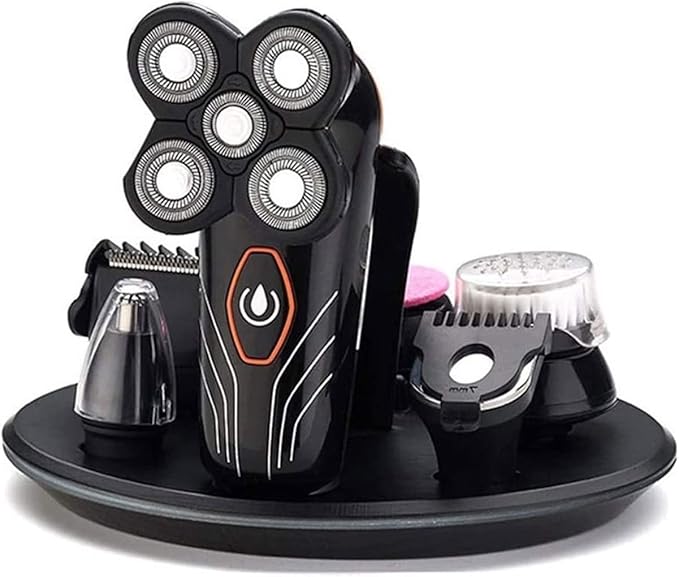 JYYBN Electric Razor Men's 5-in-1 USB Rechargeable Shaver Waterproof Electric Shaver Grooming Kit with Hair Clipper Nose Hair Trimmer Facial Brush Dry and Wet Beard Trimmer
