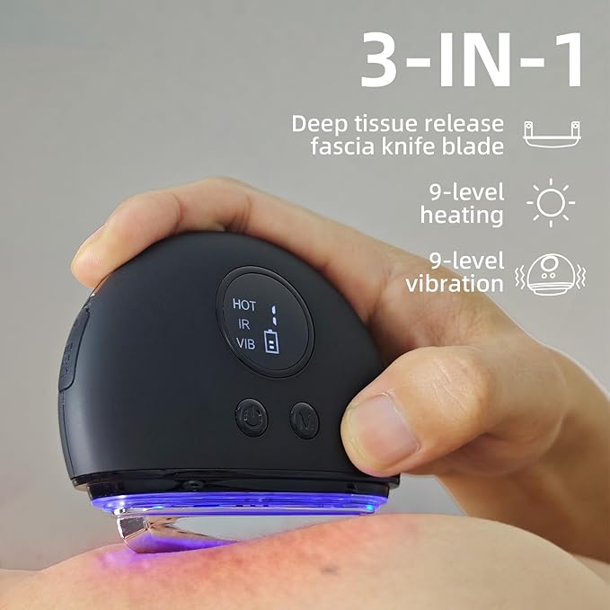 NHO Electric Fascia Knife Heating and Vibration Muscle Scraper Tool Fascia Blaster Fascia Tool Massage Tools for Deep Tissue IASTM Trigger Point Massage Tool Gua Sha Myofascial Release Tool