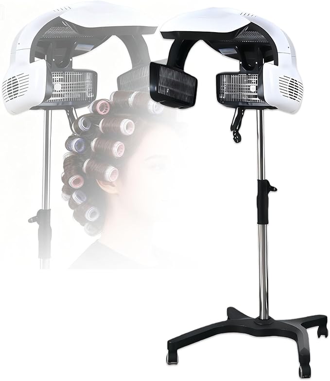 Adjustable Stand Up Hair Dryer for Home Use 800w Powerful Salon-Grade Dryer Or Steamer with Timer for Deep Conditioning Hair Color Processing Drying &amp Styling 130-160cm Height White