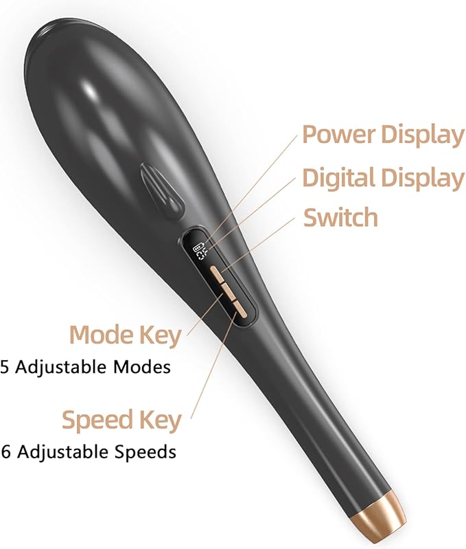 Back Massager for Pain Relief Portable Cordless Massager with Type-C Charging Deep Tissue Back Massage Machine Hand Held Massage Tool Body Relaxation Handheld Rechargeable
