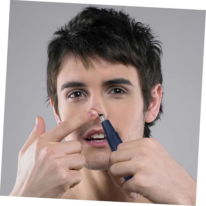 2sets Electric Manual Nose Hair Trimmer for Women Men Portable Eyebrow Nose Hair Shaving Machine Blue Painless Removal for Cheeks Chin Upper Lip