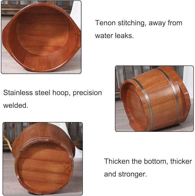 Wood Foot Bath Bucket Solid Wood Foot Bath Barrel Household high-deep Barrel Wood Over The Calf Solid Wood Footbath Health Small Wooden Barrel