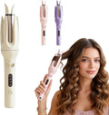 Automatic Hair Curler Auto Rotating Curling Iron with 3 Temp Settings Anti-Scald &amp Anti-Tangle Ceramic Barrel Fast Heating Portable Hair Waver for Travel (Beige)