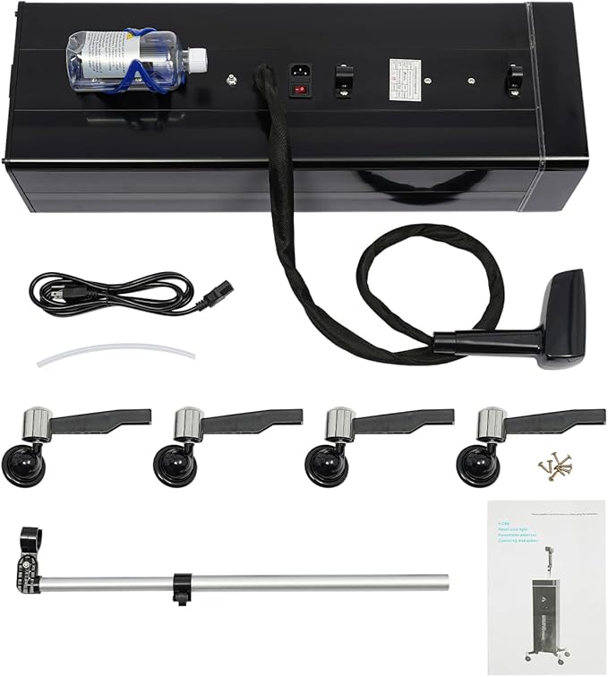 1200W Nano Steamer for Hair Max.356℉Negative Ions Blue Light 10 Gears Salon Nano Hair Steamer Hair Care Nano Hair Steamer with Adjustable Telescopic Bracket (Black)