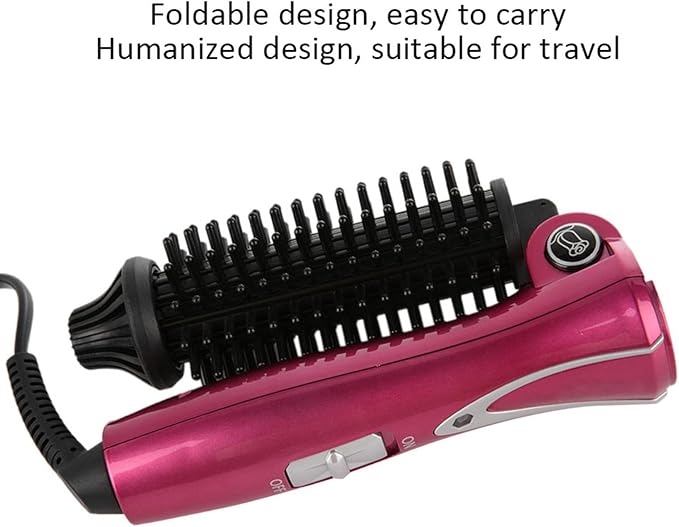 Milltrip Electric Hair Curler Comb Brush - Portable Folding Hair Curler Tool with &amp Tourmaline Ceramic 360° Rotating Cord Anti Scald Design for Safe Styling 100-240V (Wine Red) (US Plug)