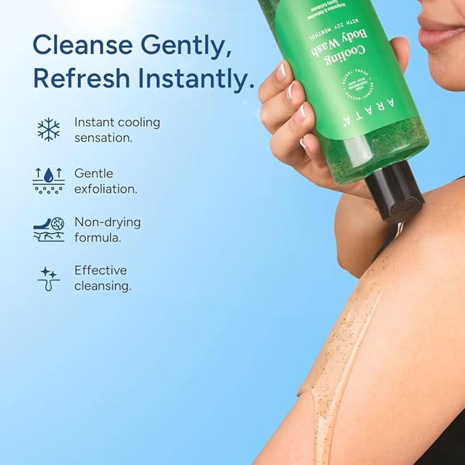 Cooling &amp Exfoliating Body Wash with Menthol &amp Glycerine | Smooth &amp Hydrated Protects Barrier | Body Wash for Women &amp Men | Paraben &amp Silicone-Free | For All Types | 300ml