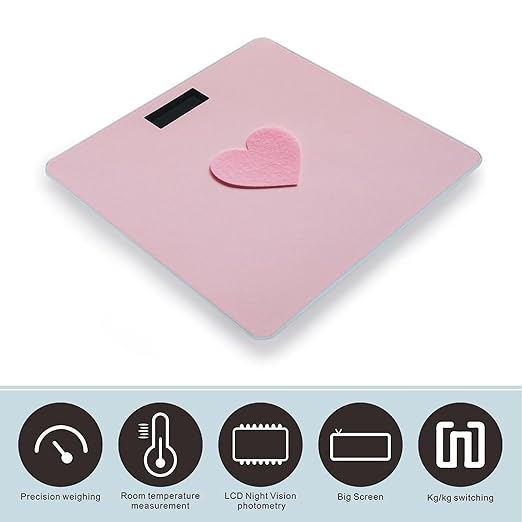 Pink Heart Scale for Body Weight Digital Bathroom Scale Precision Smart Weighing Scales with Clear LED Display Accurate High Precision Scales Weighing Machine