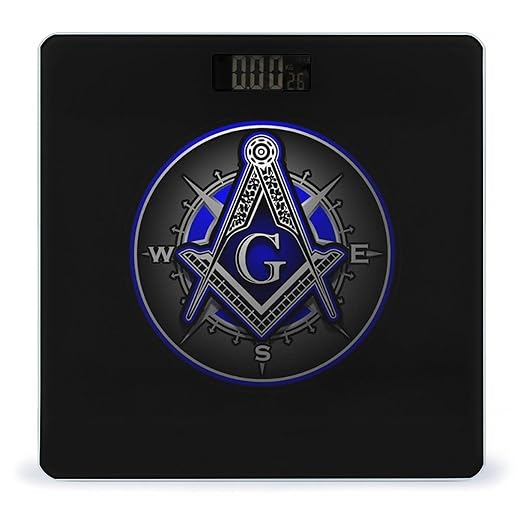 Masonic Faith Hope and Charity Freemason Sign Art Smart Square Scale with Digital Display for Bathroom Scale
