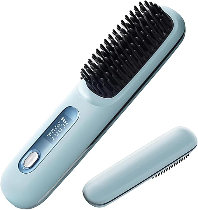 Cordless Hair Straightener - Portable Straightener with LED Display 3 Temperature Settings | Hot Comb for Black Women Hair Rechargeable and Convenient Styling Tool for -The-Go Use