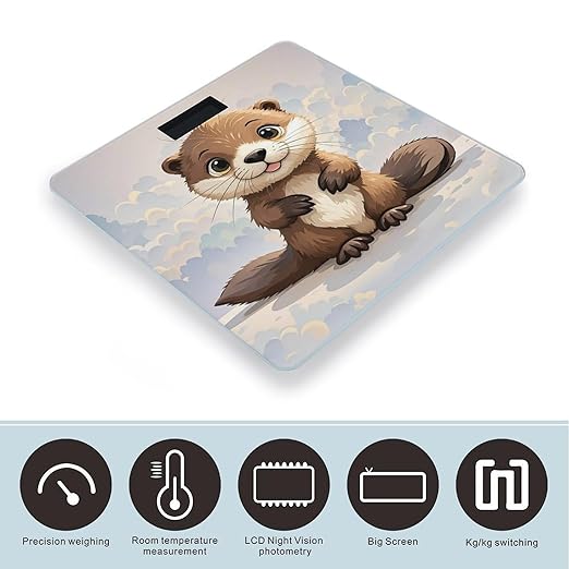 Cute Brown Otters Scale for Body Weight Smart Scales Digital Bathroom Scale High Precision Weighing Scales with Large Display Weighing Machine for People