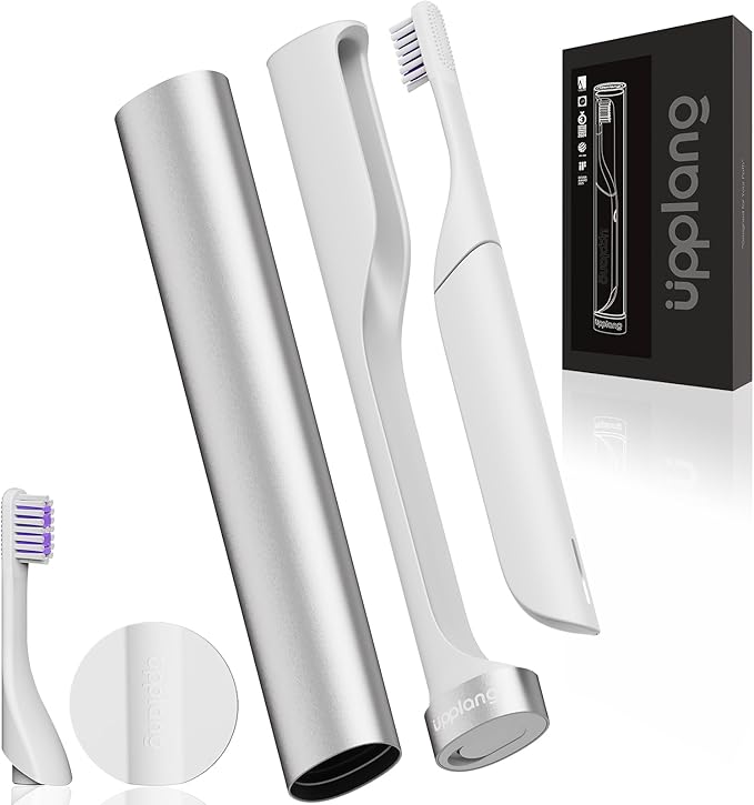 Electric Toothbrush Portable Travel Sonic Toothbrush with Protective Case USB-C Rechargeable Neutral Comfort Bristles Waterproof Smart Timer Compact for Daily Use (Pearl White)