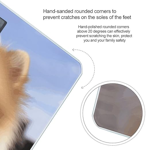 Happy Pomeranian Scale for Body Weight High Precision Digital Weight Scales with LCD Display Anti-Slip Sturdy Slim Tempered Glass Bathroom Scale for Home Use