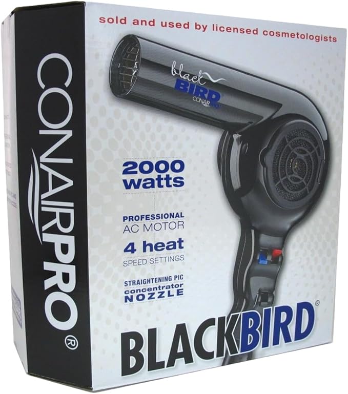 Conair BB075W Pro Blackbird Hair Dryer 2000 Watt