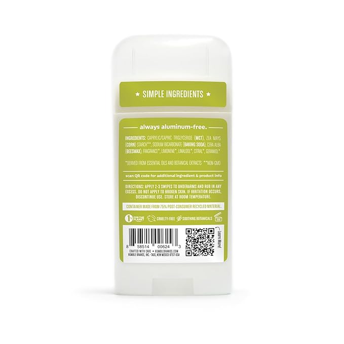 HUMBLE BRANDS Original Formula Aluminum-free Deodorant. Long Lasting Odor Control with Baking Soda and Essential Oils Zesty &amp Earthy 2.5 oz 3 Pack Combo