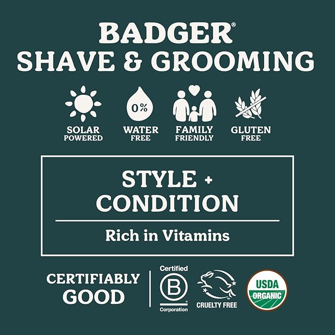 Badger Mustache Wax Medium Hold Light Masculine Scent Easy to Apply Certified Organic Versatile Moustache &amp Beard Wax .75 oz Tin 2-Pack