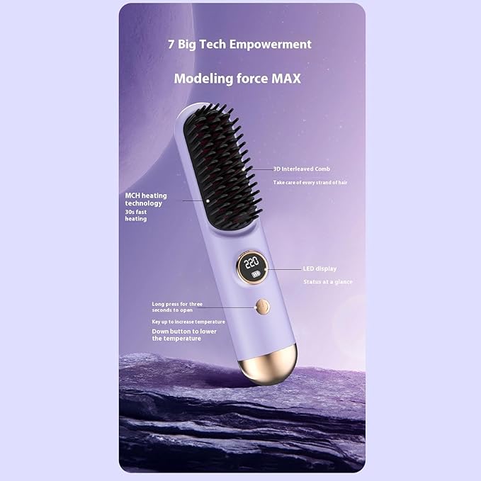 Hair Straightening Brush with Advanced Approach and 3 Heat Preferences for Smooth Frizz Complimentary Hair ABS Substance Hair Straightener
