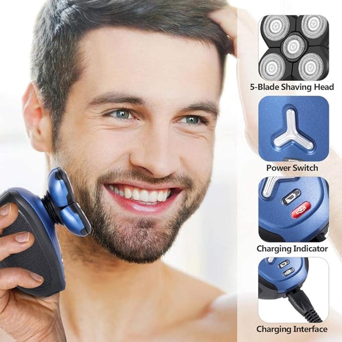 Electric Razor for Men 5 In 1 Men's Washable Electric Shaver Machine For Men Grooming Beard Trimmer Facial Rotary Electric Razor Usb Rechargeable