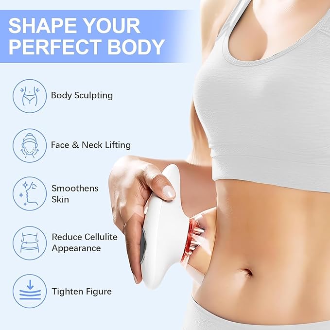 5-in-1 Body Sculpting Machine for Home Lymphatic Drainage Massager Anti Cellulite Massage Tool Skin Tightening Device for Abdomen Legs Arms Face Cupping Machine with Red Light Therapy