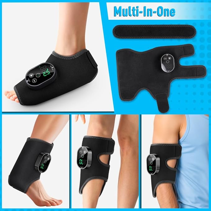 2-Pack Cordless Foot Massager for Neuropathy Foot and Ankle Massager Ankle Heating Pad with Massage 6 Heat Levels &amp 3 Massage Modes with Timer (Black)
