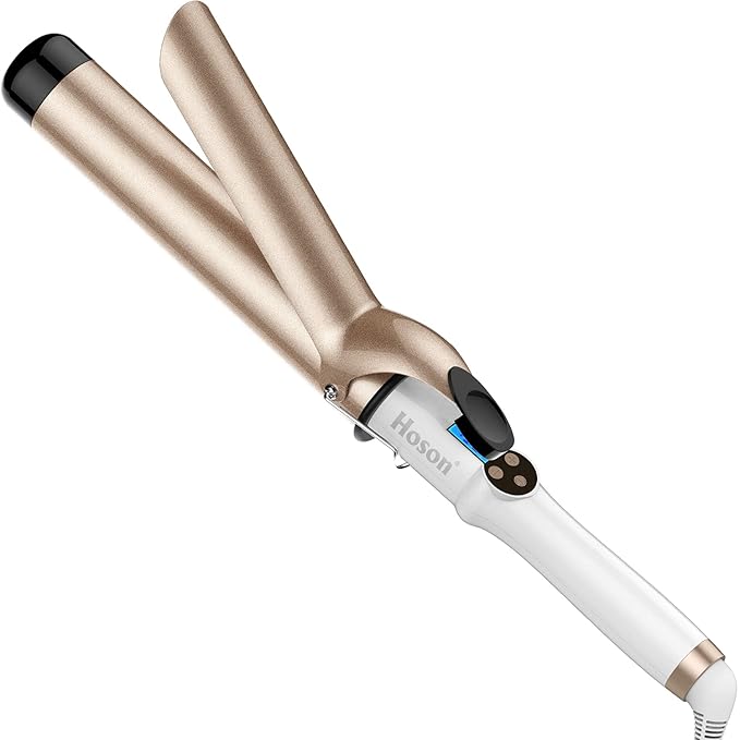 Hoson 1 1/2 Inch Curling Iron Large Barrel 1.5 Inch Long Barrel Curling Wand Dual Voltage Ceramic Tourmaline Coating with LCD Display Glove Include