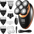Head Shaver for Men 5 in 1 Professional Electric Shaver USB Rechargeable Washable Men's Five Floating Heads Razors Hair Clipper Nose Ear Hair Trimmer (Color : Golden)