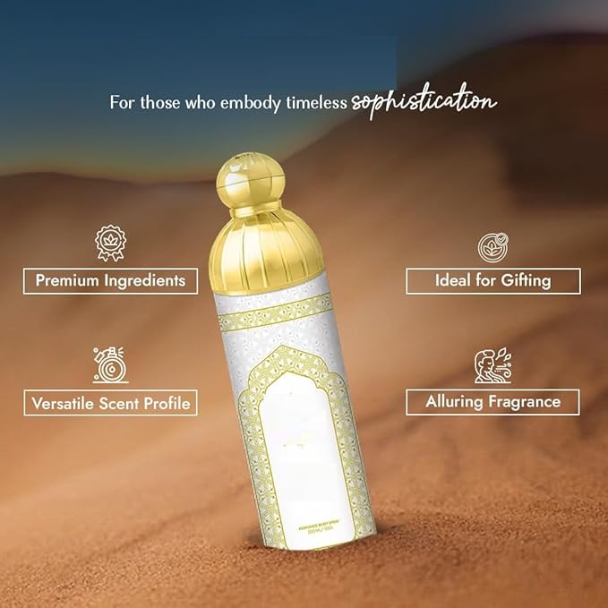 White Oud Deodorant Spray 200ml | Long-Lasting Sophisticated Fragrance with Agarwood and Magnolia | Unisex Scent for Modern Elegance | Deodorant for men and women