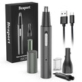 Nose Hair Trimmer and Eyebrow Trimmer Rechargeable Professional Painless Eyebrow Razor for Ear Beard Hairline 2 in 1 Metal Trimming Tool Black