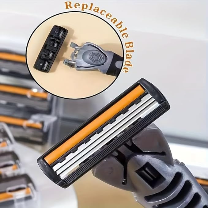Razors for MenShaving Razors With 3 BladesLight Gray Handle + 18 Blade Refills Great Razors for a Smooth and Comfortable Shave Holiday Gifts for Men