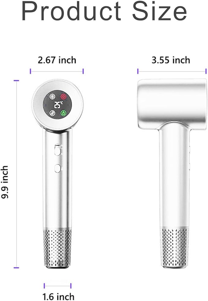 Hair Dryer Blow Dryer with Diffuser with 110000 RPM Motor Professional High-Speed Blow Dryer for Fast Drying Low Noise Ionic Hair Dryer 4 Temps &amp 2 Speeds for Home Salon White