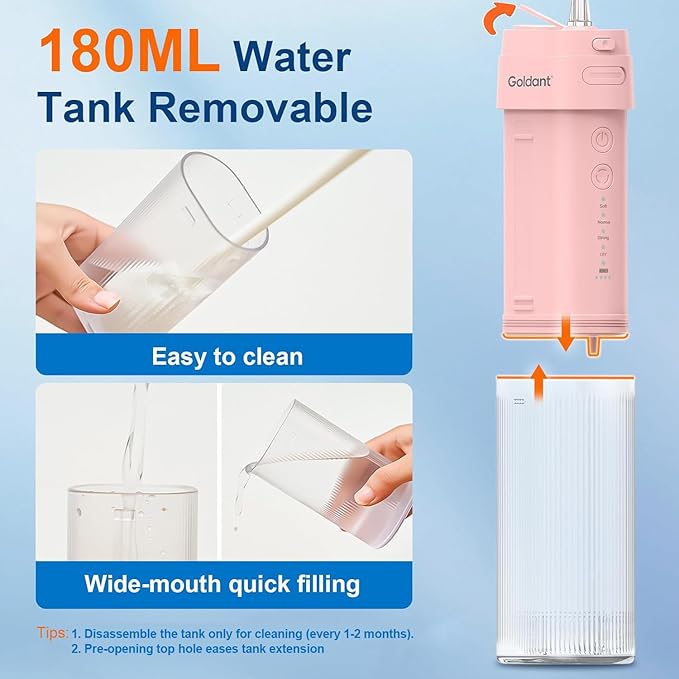 2026 New Portable Water Flosser for Teeth 4 Modes &amp 4 Intensity Levels Mini Small Design with Exquisite Travel Case Removable Tank IPX7 Waterproof Cordless Dental Oral Irrigator (Pink)