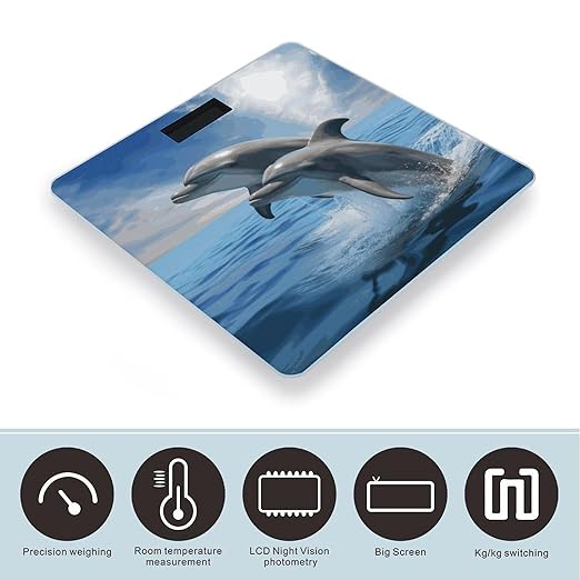 Two Dolphins Bathroom ScaleHighly Accurate Digital Weighing Machine for People Bright LED Display Weight Scale for The Aldult Home Use
