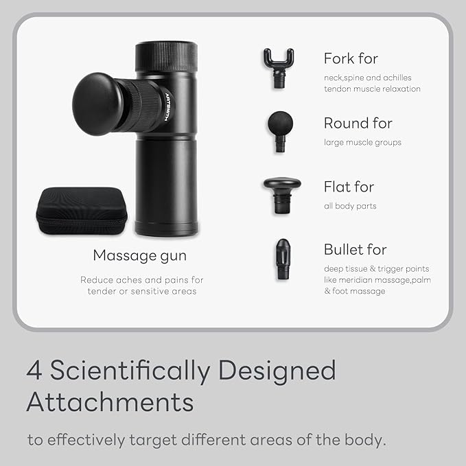 ARTSMITH Mini Massage Gun Powerful Fascial Gun Deep Tissue Percussion Muscle Massager for Back Pain Relief Full-Metal Quiet Massager Portable Handheld Small Massage Gun Travel