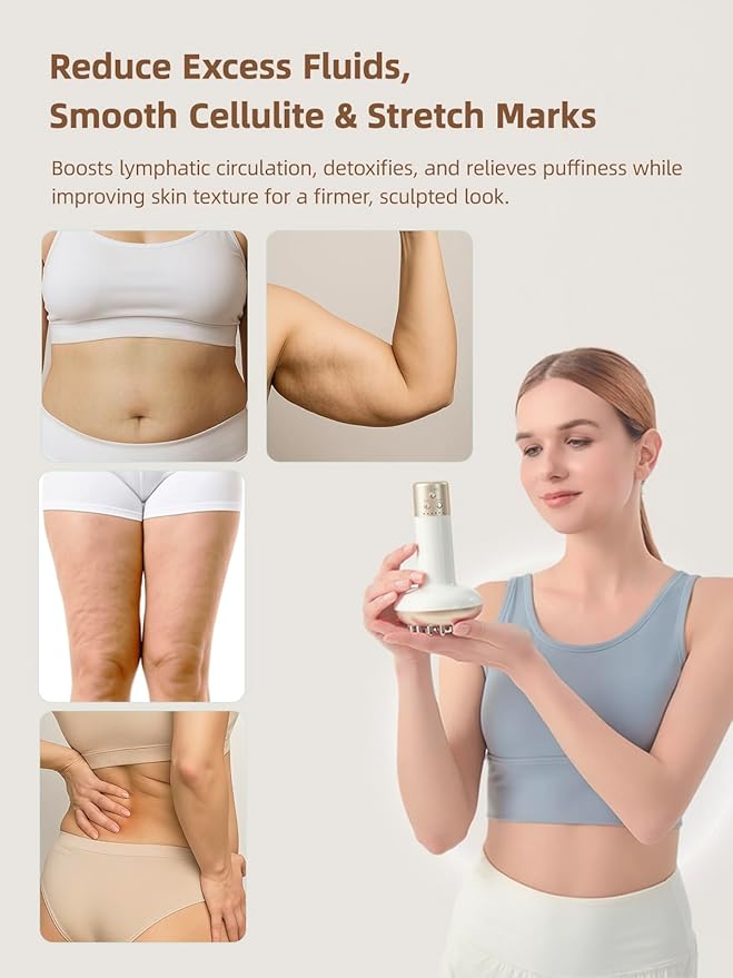Lymphatic Drainage Massager &amp Anti Cellulite Massage Tool Reduce Stretch Marks &amp Cellulite for Legs Arms &amp Belly Body Sculpting Machine with Microcurrent Light Heat &amp VibrationW