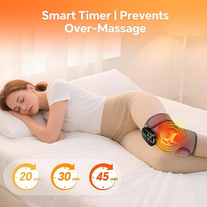Red Light Therapy Knee Massager with Heat &amp Vibration - 3-in-1 Infrared Heated Knee Brace for Pain Relief - Adjustable Heating Knee Pad &amp Wrap for Elbow &amp Shoulder - Rechargeable for Men &