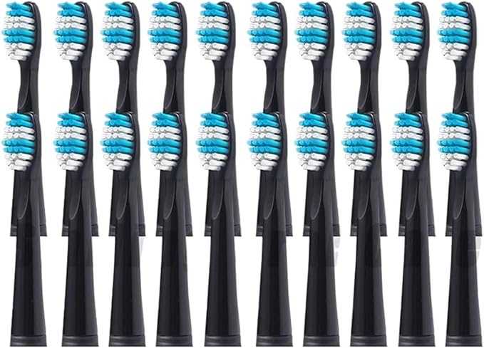 10/20PCS Electric Toothbrush HeadsCompatible for SEAGO SG899/SG507/SG610/SG659/SG917/E1/E2/E3 Vacuum Replacemen Brush Head(Black)