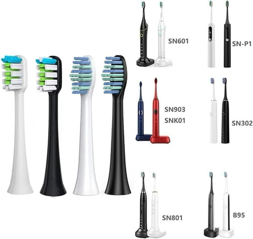 16pcs Toothbrush Head Compatible for SOUNESS Electric SN903/SNK01/SN601/SN801/ST903/ST901/ST905/ST802/SN-P1(16black Whitening)