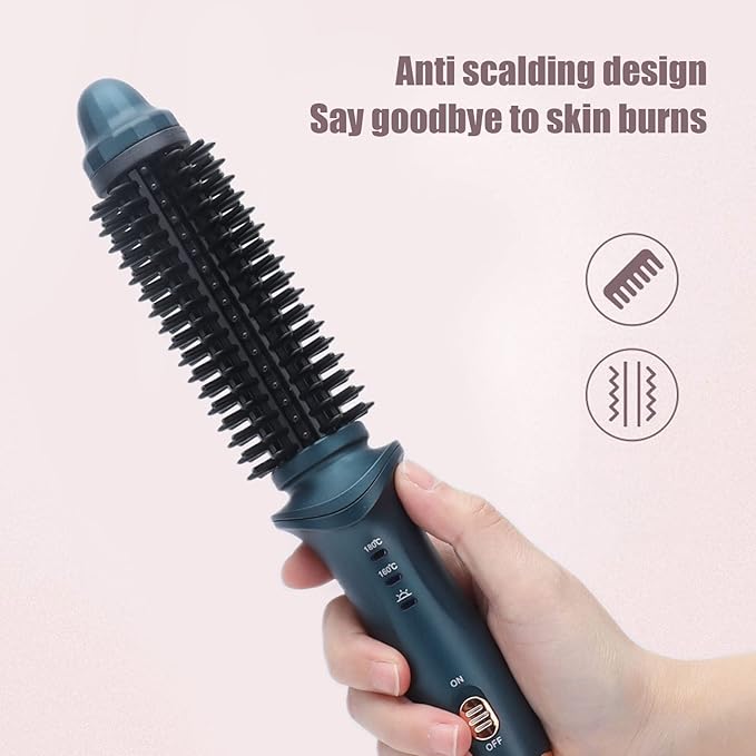 Curling Iron Brush Electric Hair Curler Portable Travel Hot Curling Wand for Long Hair Temperature Adjustable Heated Curling Brush for Women