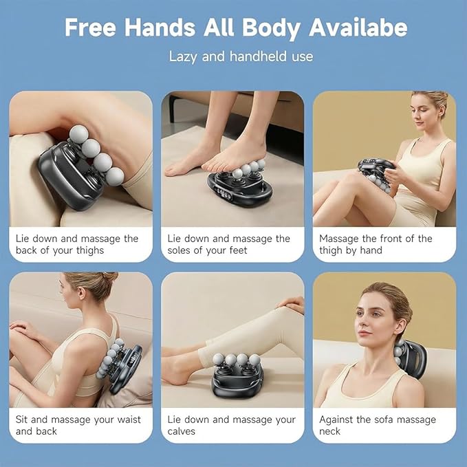 16 Head Massage Gun Deep Tissue - Electric Percussion Massager with Multi Ball Heads Cordless Handheld Muscle Massage Tool for Back Neck Shoulder &amp Body Pain Relief Gift for Athletes &amp Adu