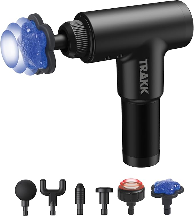 TRAKK Beast Cordless Hot and Cold Percussion Massager 6 Intensity Levels Deep Tissue Massage Gun Black