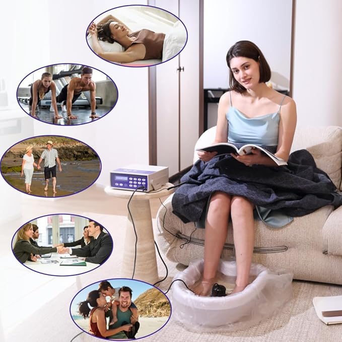 Ionic Detox Foot Bath Machine with Tub Ionic Foot Spa Detox Machine for Home Use Negative Ion Foot Detox Spa with 2 Arrays Easy to Use Safe &amp Effective for Relaxation &amp Body Cleansing