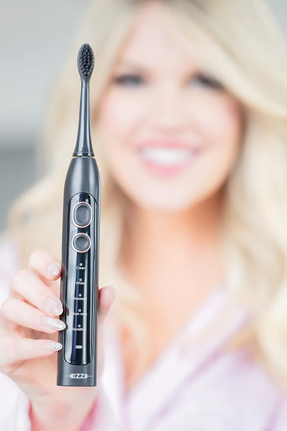 Sonic Electric Toothbrush | Ultra Soft Tapered Bristles | 60-Day Rechargeable Battery | 42000 Vibrations/Min | for Adults Sensitive Teeth Receding Gum Disease Whitening Braces Travel