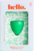 Hello Period Cup Low Cervix Menstrual Cup | Award Winning Reusable Soft Flexible Alternative to Pads &amp Tampons | Sustainable Feminine Hygiene | Leak Proof | Holds 21ml | 41mm Diameter 43mm L (Med
