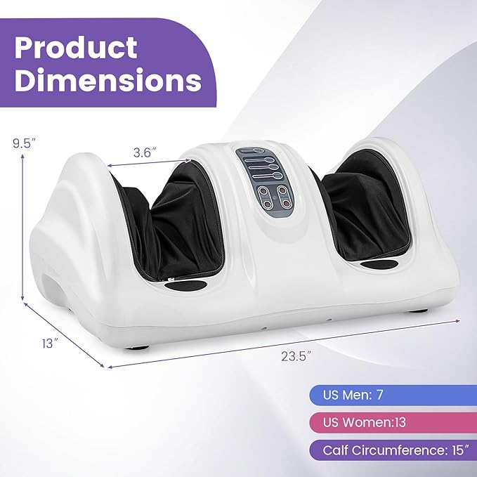 Giantex Shiatsu Foot Massager Machine for Feet Leg Calf Ankle Relieve Pain Spa Gift Deep Kneading Rolling Massage Electric Shiatsu Feet Massager w/Remote 4 Modes White