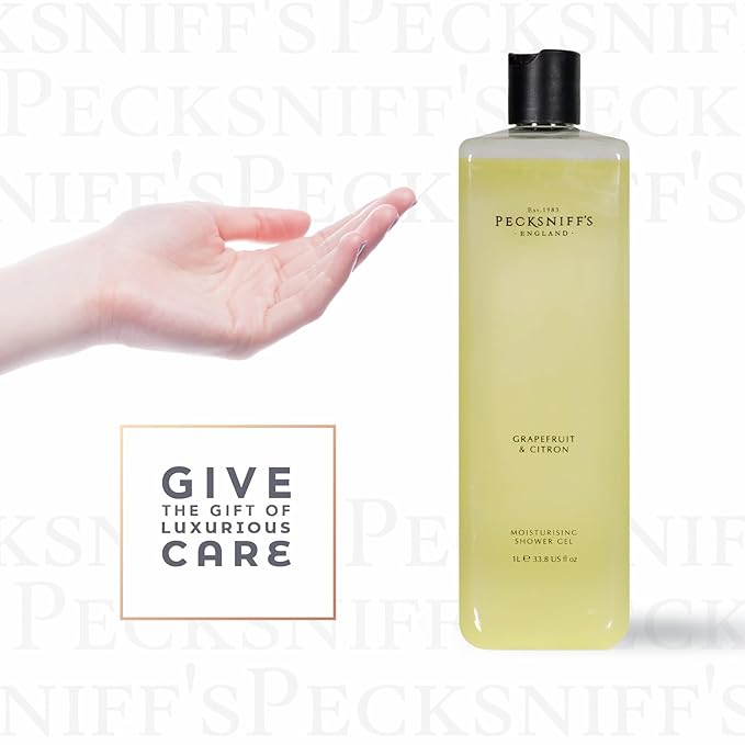 Pecksniff's Grapefruit &amp Citron Shower Gel - Gentle Cleanser for Sensitive Skin - Moisturizing &amp Hydrating - All Natural Cruelty Free Body Wash 1000 ml / 33.80 Fl Oz
